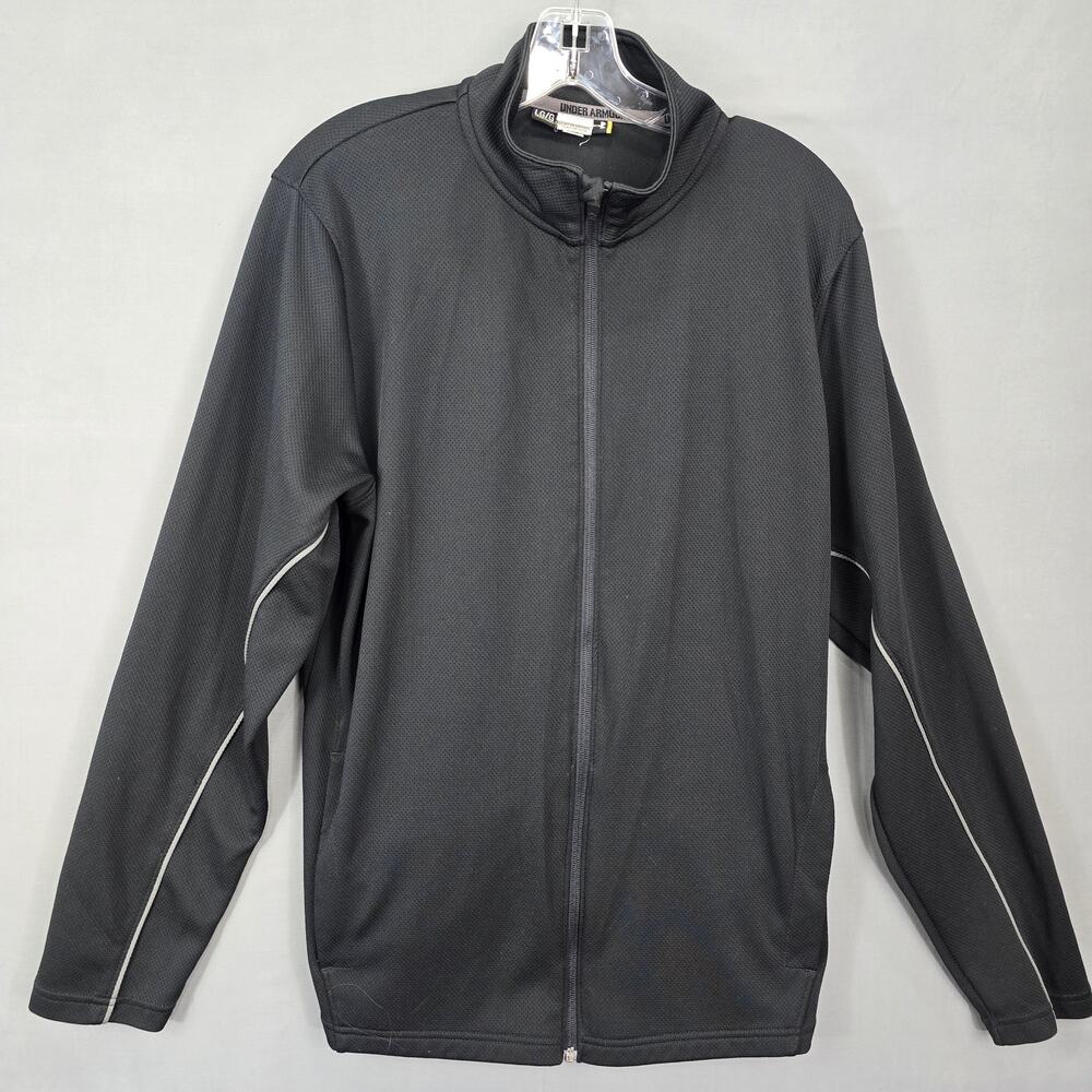 Under Armour Black Jacket Sporty Warm-Up Long Loose Full Zip Long Sleeves Mens L